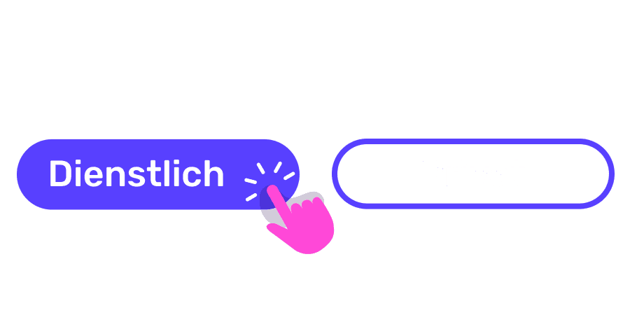 Schaltflächen mit der Aufschrift „Deinstlich“ oder „privat“